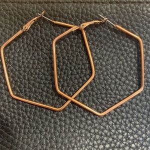 Geometric hexagon hoop earrings